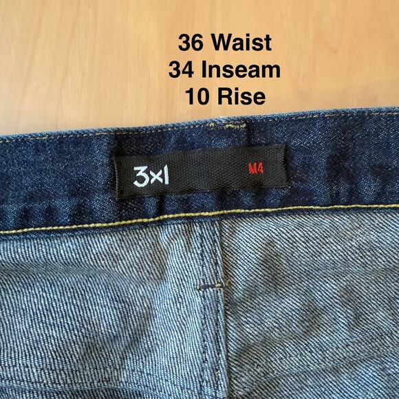 3x1 Selvedge Jeans 36 Blue Dark Wash Minimalist Workwear Straight Made in USA - Picture 6 of 10